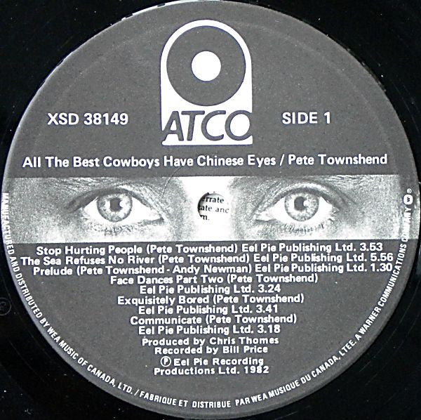 Pete Townshend : All The Best Cowboys Have Chinese Eyes (LP, Album, Gat)