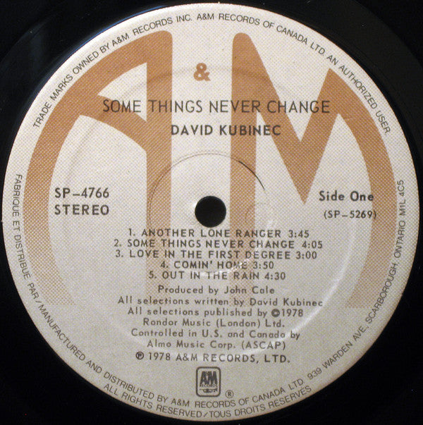 David Kubinec : Some Things Never Change (LP, Album)