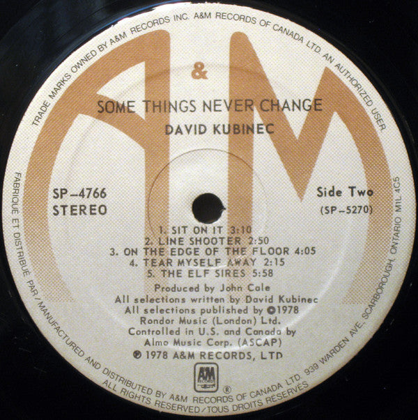 David Kubinec : Some Things Never Change (LP, Album)