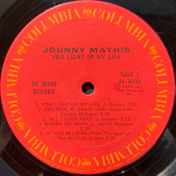 Johnny Mathis : You Light Up My Life (LP, Album)