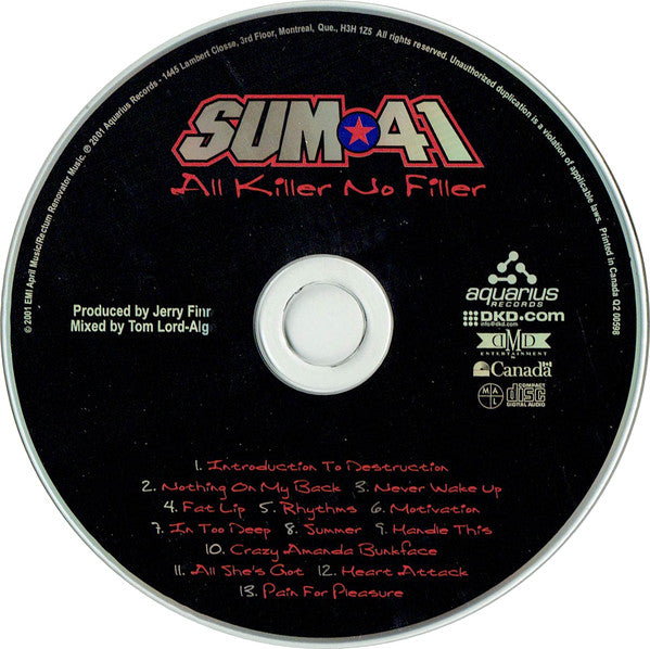 Sum 41 : All Killer No Filler (CD, Album, Enh)