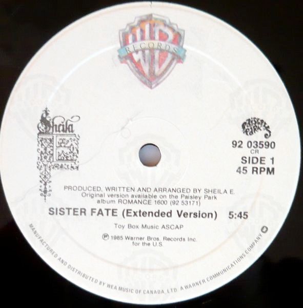 Sheila E. : Sister Fate (12", Maxi)