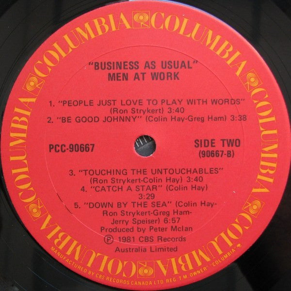 Men At Work : Business As Usual (LP, Album, Yel)