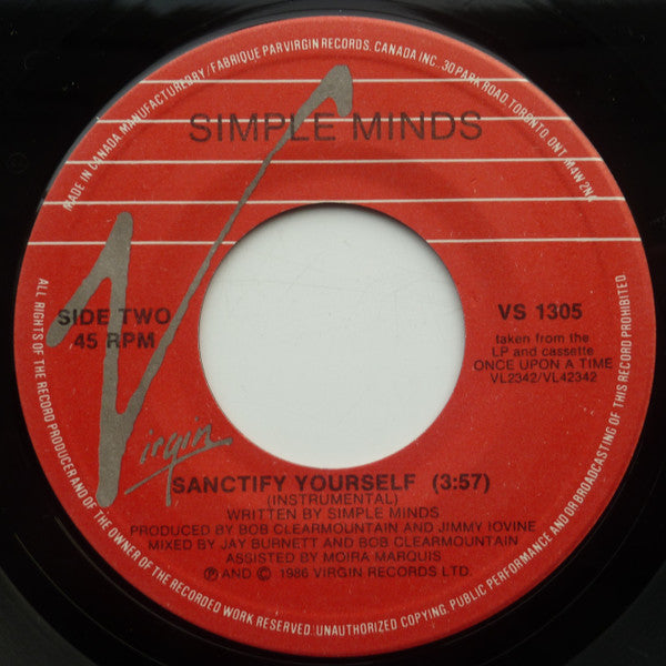 Simple Minds : Sanctify Yourself (7", Single)