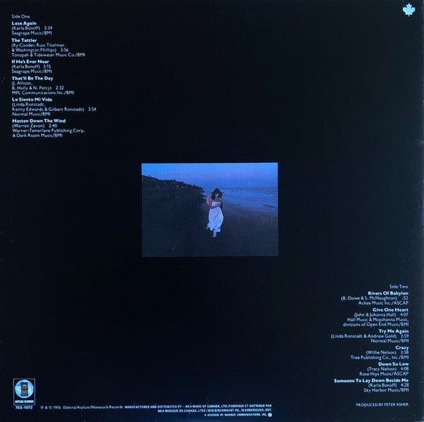 Linda Ronstadt : Hasten Down The Wind (LP, Album, Gat)