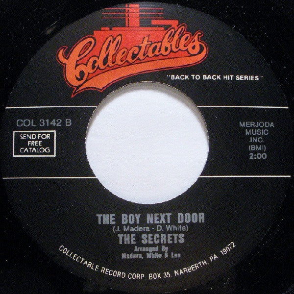 Anthony & The Sophomores / The Secrets (9) : Play Those Oldies, Mr. Dee Jay / The Boy Next Door (7")