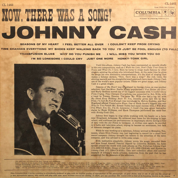 Johnny Cash : Now, There Was A Song! (LP, Album, Mono)