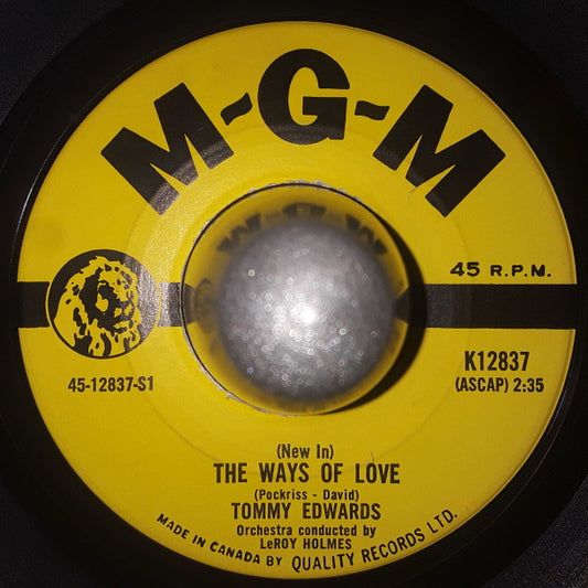 Tommy Edwards : The Ways Of Love / Honestly And Truly (7")