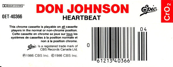 Don Johnson : Heartbeat (Cass, Album)