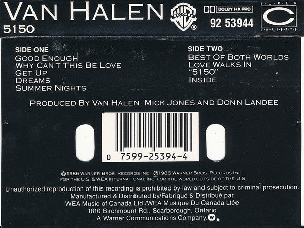 Van Halen : 5150 (Cass, Album, Dol)