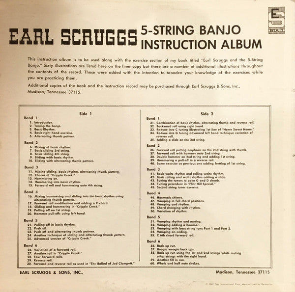 Earl Scruggs : 5-String Banjo Instruction Album (LP, Album)