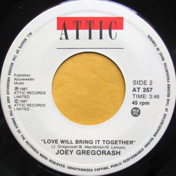 Joey Gregorash : Together (The New Wedding Song) (7")