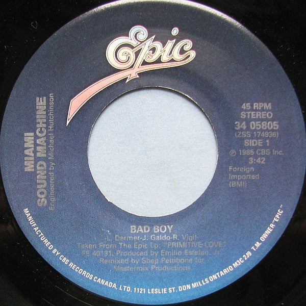 Miami Sound Machine : Bad Boy (7", Single)