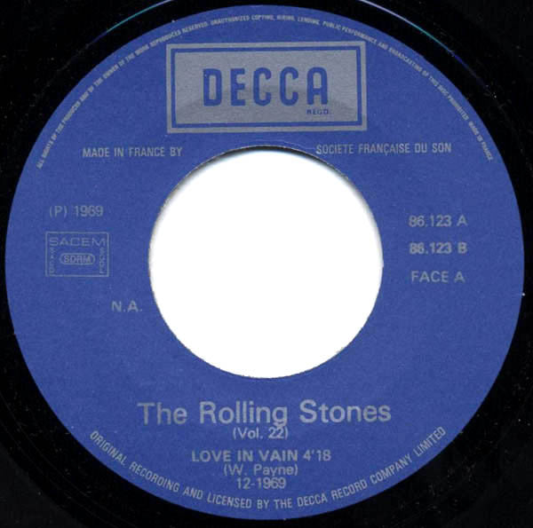 The Rolling Stones : Love In Vain (7", Single)