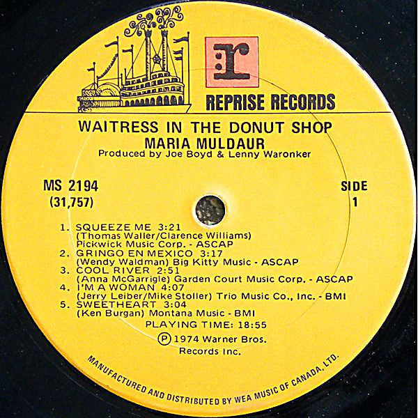 Maria Muldaur : Waitress In The Donut Shop (LP, Album)