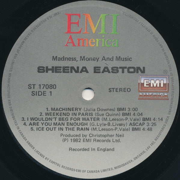 Sheena Easton : Madness, Money And Music (LP, Album)