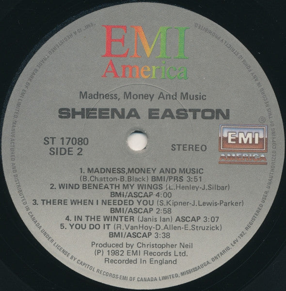 Sheena Easton : Madness, Money And Music (LP, Album)
