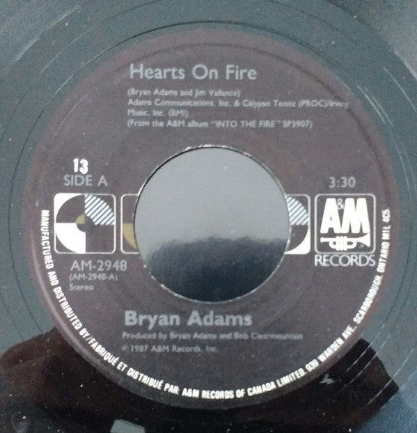 Bryan Adams : Hearts On Fire (7", Single)