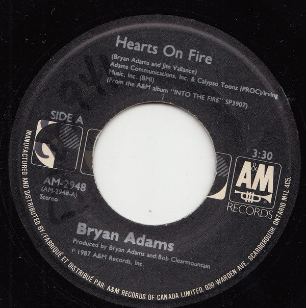 Bryan Adams : Hearts On Fire (7", Single)