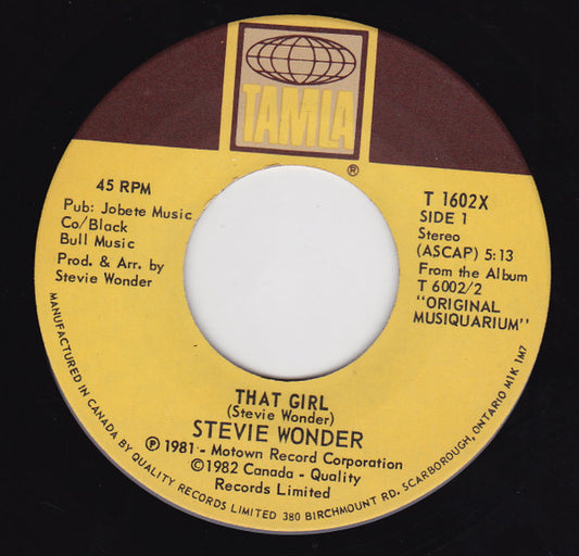 Stevie Wonder : That Girl / All I Do (7", Single)