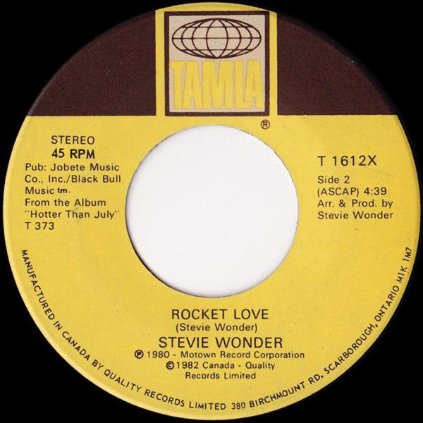 Stevie Wonder : Do I Do / Rocket Love (7", Single)