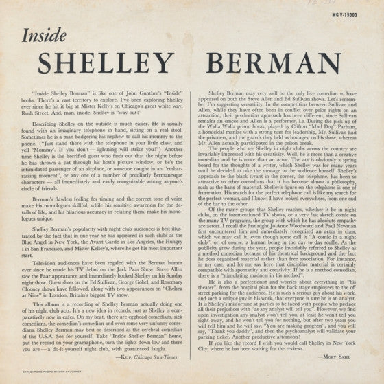 Shelley Berman : Inside Shelley Berman (LP, Album)