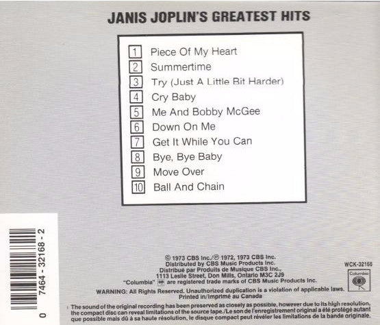 Janis Joplin : Janis Joplin's Greatest Hits (CD, Comp)