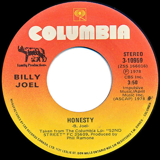 Billy Joel : Honesty (7", Single)