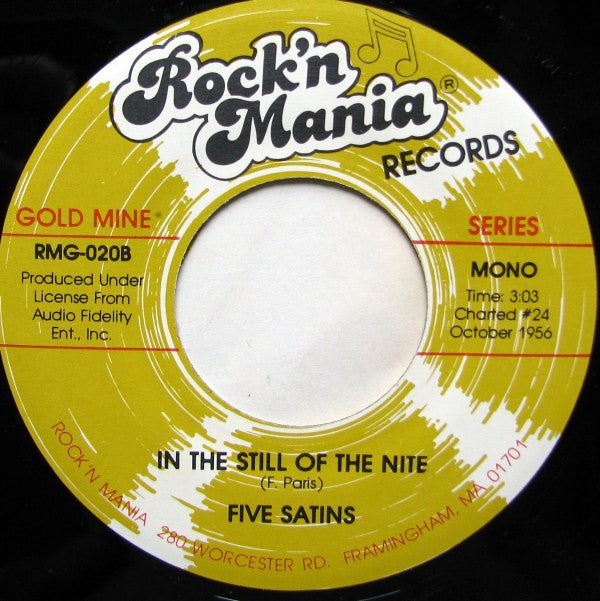 Curtis Lee / The Five Satins : Pretty Little Angel Eyes / In The Still Of The Nite (7", Single, Mono, RE)