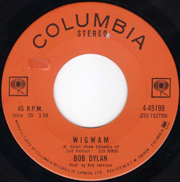 Bob Dylan : Wigwam / Copper Kettle (7")