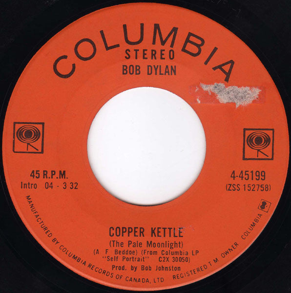 Bob Dylan : Wigwam / Copper Kettle (7")