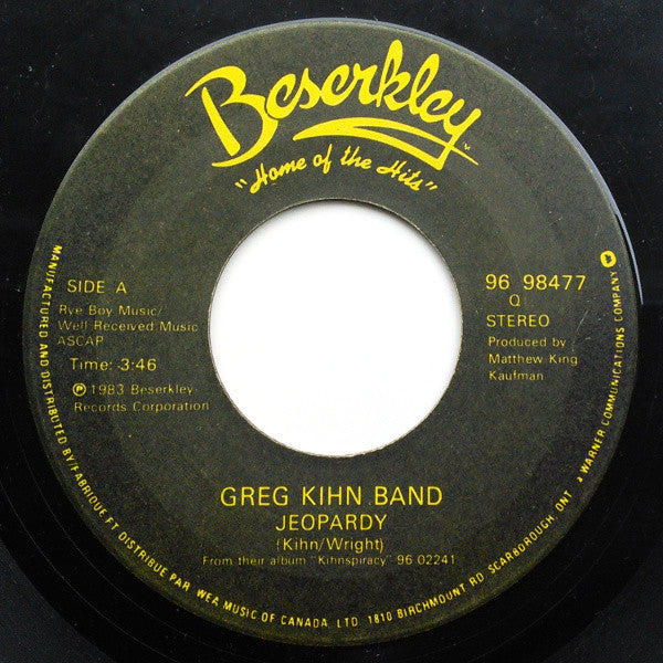 Greg Kihn Band : Jeopardy (7", Single)