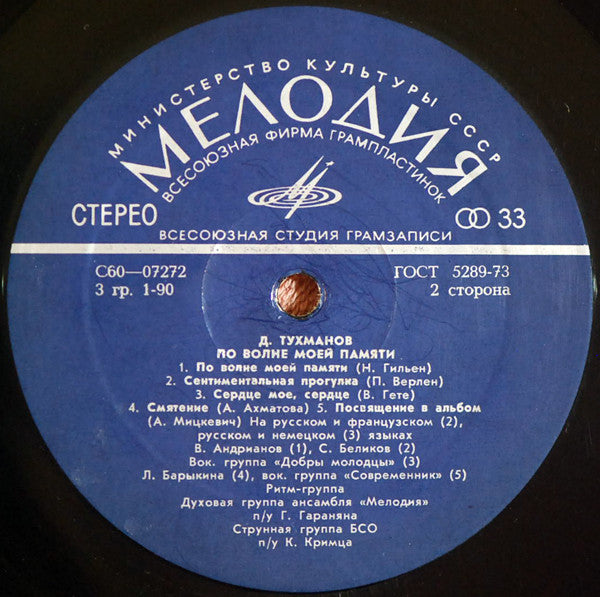 Тухманов* : По Волне Моей Памяти (LP, Album, Blu)