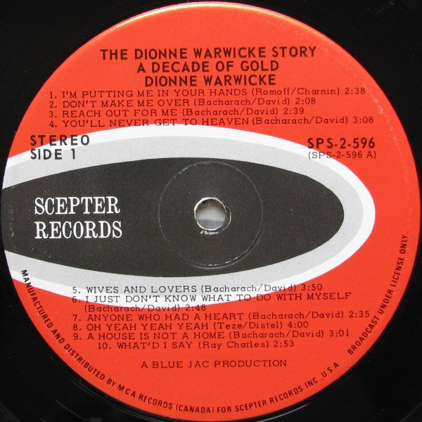 Dionne Warwicke* : A Decade Of Gold (The Dionne Warwicke Story) (2xLP, Album)