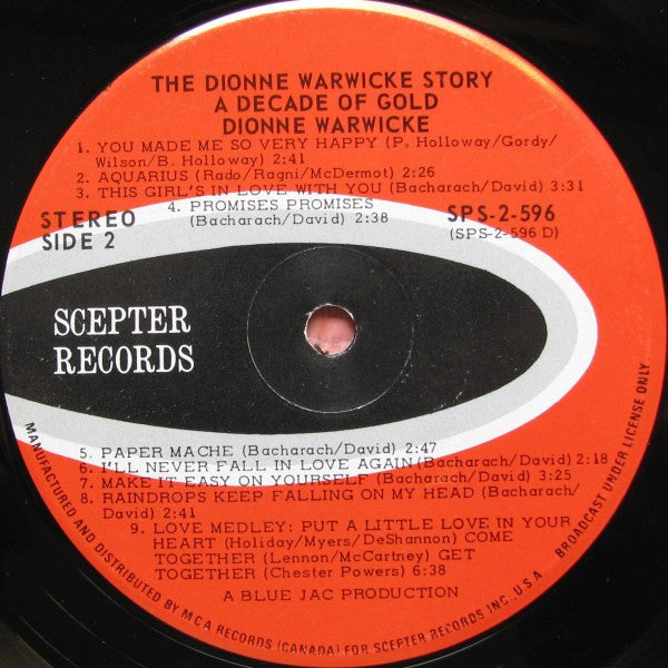 Dionne Warwicke* : A Decade Of Gold (The Dionne Warwicke Story) (2xLP, Album)