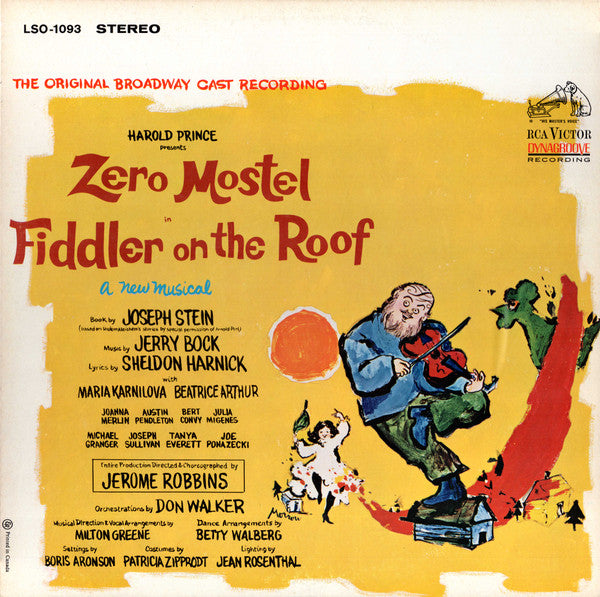 "Fiddler On The Roof" Original Broadway Cast, Jerry Bock : Zero Mostel In Fiddler On The Roof (The Original Broadway Cast Recording) (LP, Album)