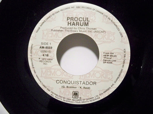 Procul Harum* : Conquistador / A Whiter Shade Of Pale (7", Single, RE)