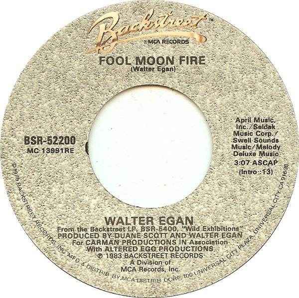 Walter Egan : Fool Moon Fire (7", Single)