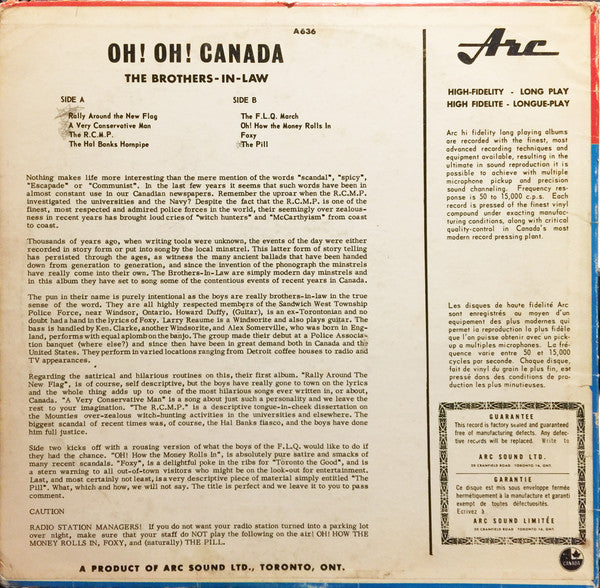 The Brothers-In-Law : Oh! Oh! Canada (LP, Album, Mono)