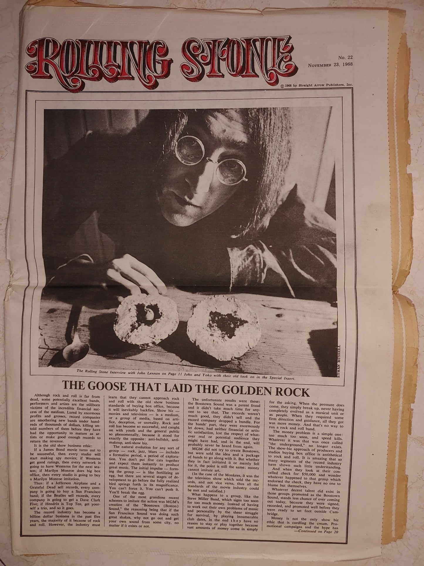 Rolling Stone Magazine John Lennon and Yoko Ono (Rare Issue) Nov. 23, 1968 Issue #22