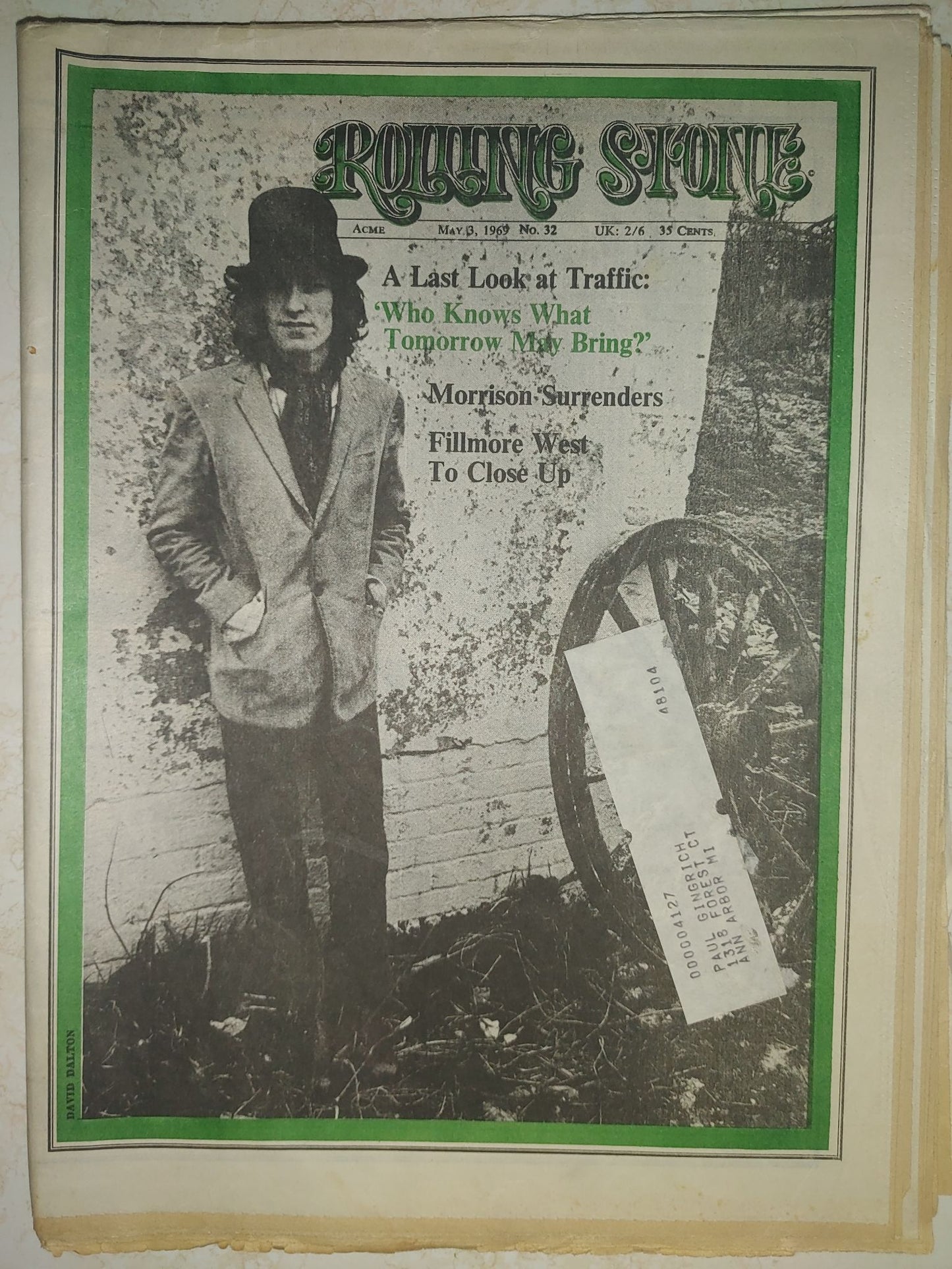 Rolling Stone Magazine May 13, 1969 Issue # 32 Steve Winwood