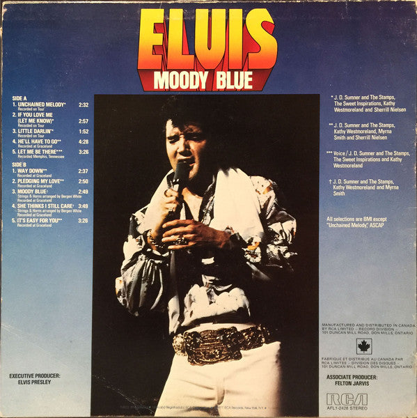 Elvis Presley : Moody Blue (LP, Album, Bla)
