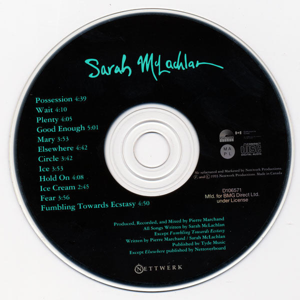 Sarah McLachlan : Fumbling Towards Ecstasy (CD, Album, Club)