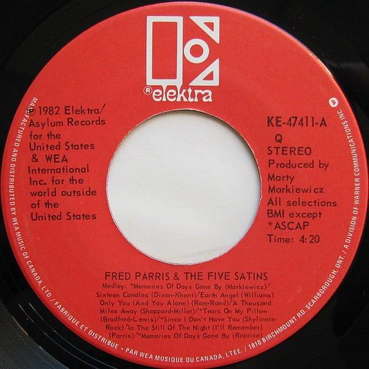 Fred Parris & The Five Satins : Medley / Loving You (Would Be The Sweetest Thing) (7", Single)