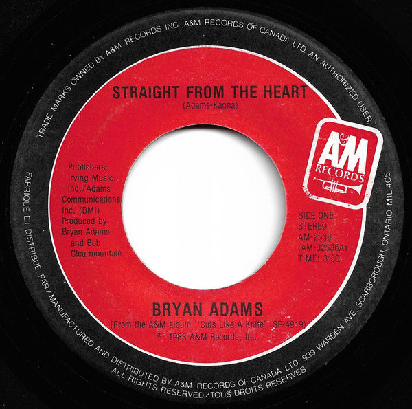 Bryan Adams : Straight From The Heart (7", Single)