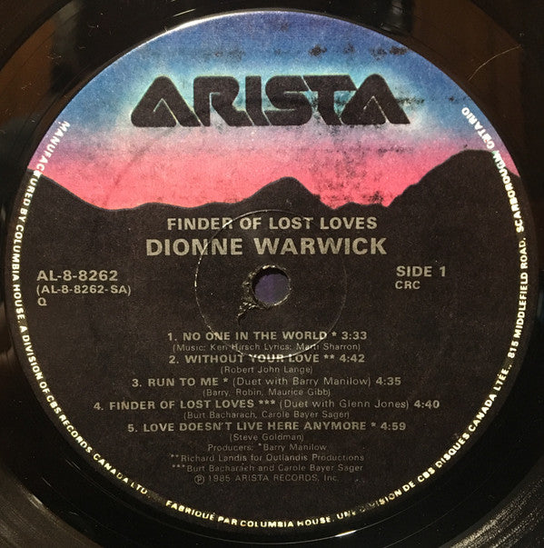 Dionne Warwick : Finder Of Lost Loves (LP, Album, Club)