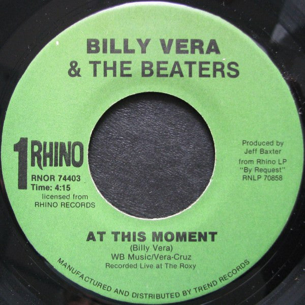 Billy Vera & The Beaters : At This Moment (7", Single)