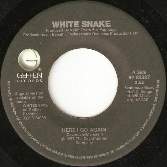 White Snake* : Here I Go Again (7", Single)