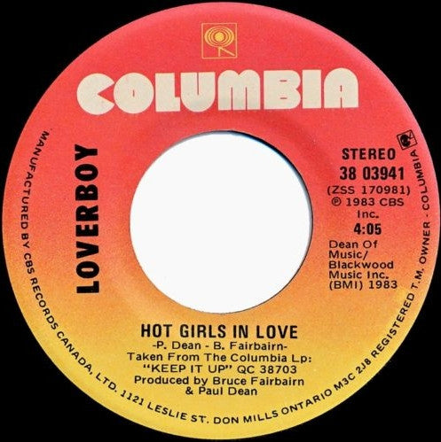 Loverboy : Hot Girls In Love / Meltdown (7", Single)