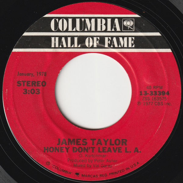James Taylor (2) : Up On The Roof / Honey Don't Leave L.A. (7")